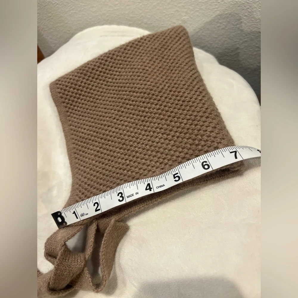 Hand Knit Pixie Bonnet Youth Unisex 6–8 | Neutral Beige Nordic Cottagecore
